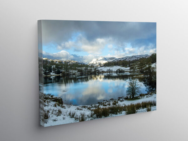 Loughrigg Tarn and Langdale Pikes in Winter, Canvas Print