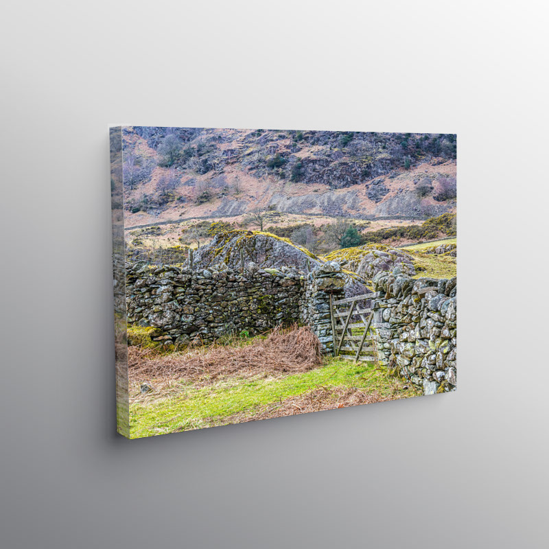 Drystone Wall and Gate Tilberthwaite Gill, Canvas Print