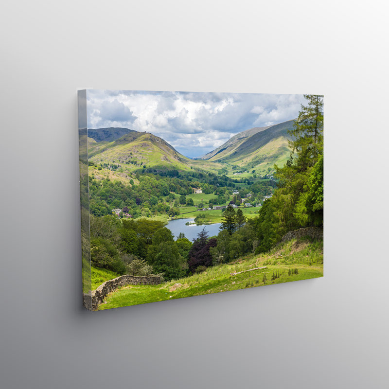 Dunmail Raise with Grasmere in the Middle Ground Lake District, Canvas Print