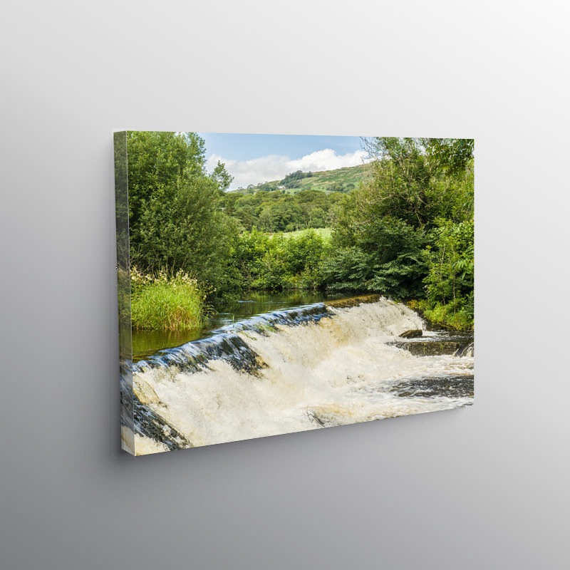 River Kent Weir at Staveley, Canvas Print